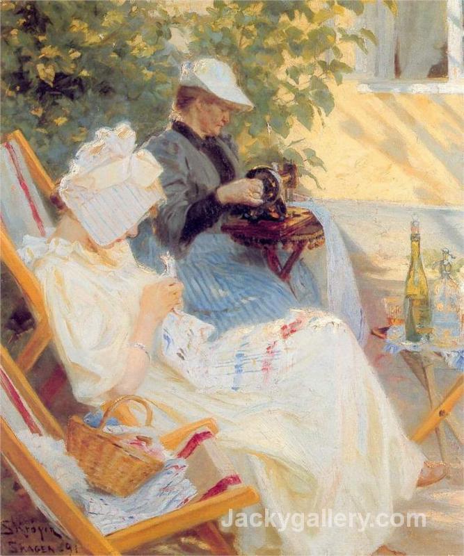 Marie and Her Mother in the Garden by Peder Severin Kroyer paintings reproduction - Click Image to Close
